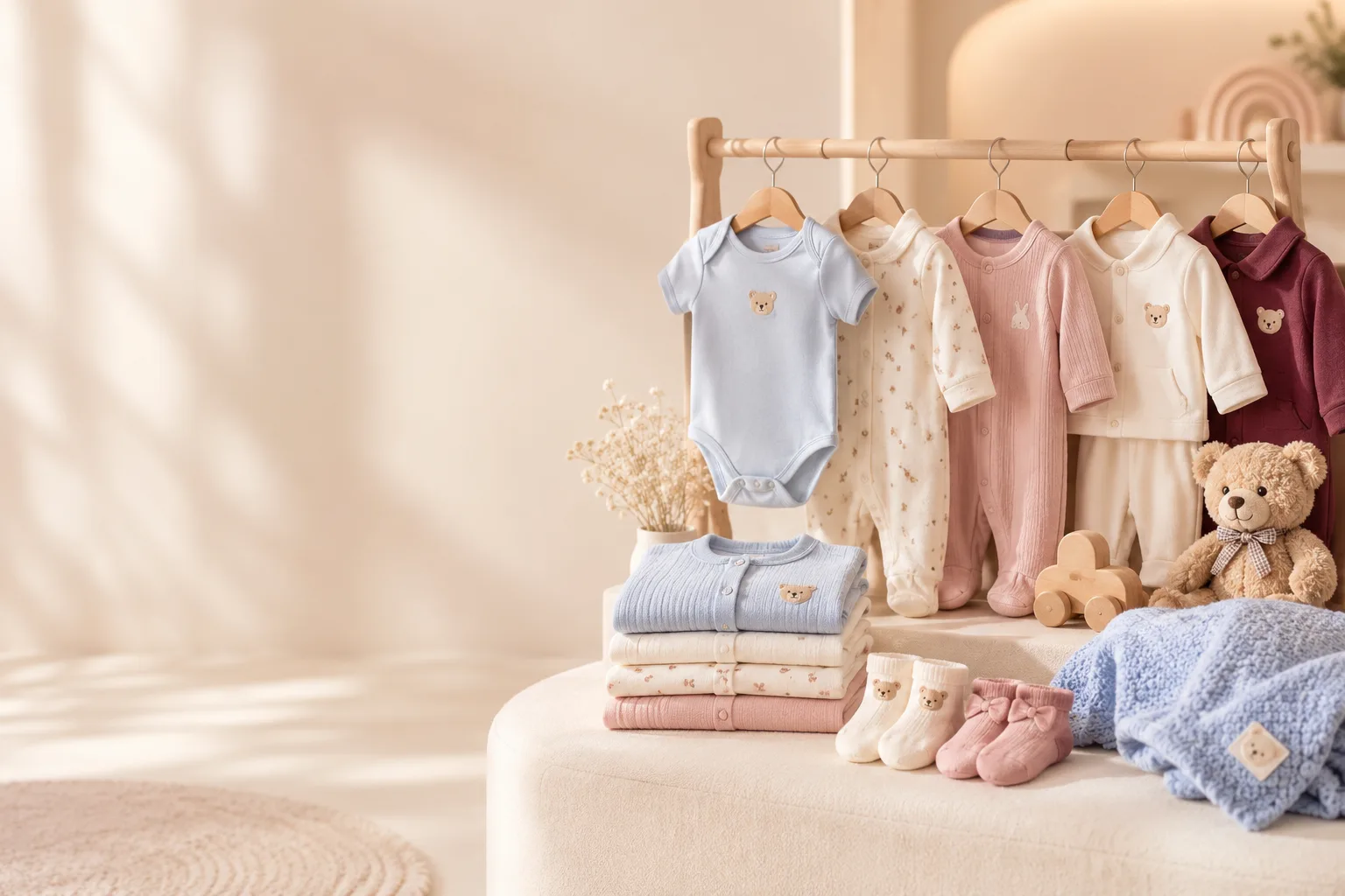 Collection de vêtements pour bébé et essentiels pour la famille